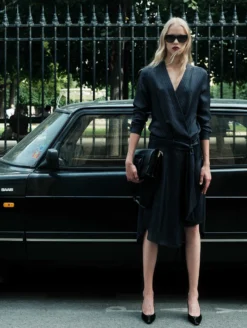 Robe En Twill De Soie Imprimé Rayures Tennis