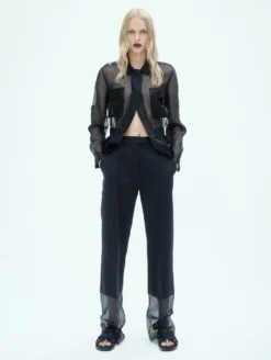 Veste Saharienne En Organza De Soie Marine