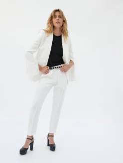 Veste De Costume Cintrée En Crêpe Manches Zippées