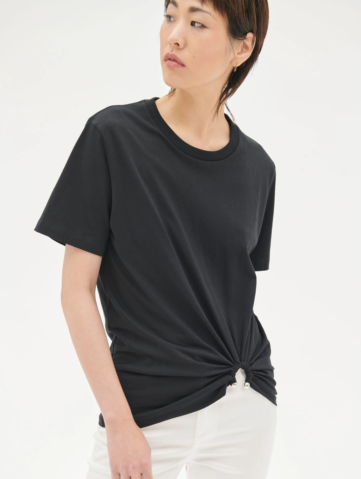Tee-shirt En Jersey De Coton Noir Détail Bijou 1 Tee-shirt En Jersey De Coton Noir Détail Bijou