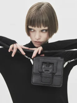 Petit Sac "Love Me" En Cuir Noir