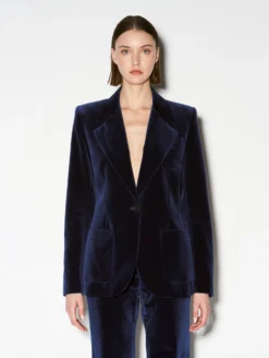 Veste De Costume En Velours Lisse Bleu Encre -barbarabui Soldes Magasin C1222SHK 451 image 3 41f04de5 90be 473a 9041 cab14bbd10ed