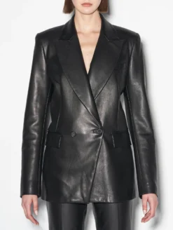 Veste De Costume Longue En Cuir Plongé Noire -barbarabui Soldes Magasin C1285KUL 10 additional image 61548d4a 9285 4730 8ba3 92529e0bf5ba