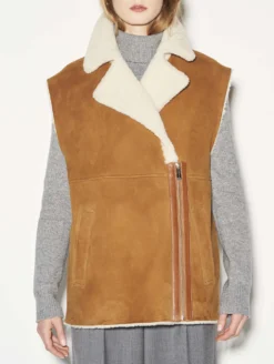 Blouson Sans Manches En Peau Lainée Camel -barbarabui Soldes Magasin C1288WUX 1821 additional image e5efe026 f972 4135 a644 7abce04ae7f1