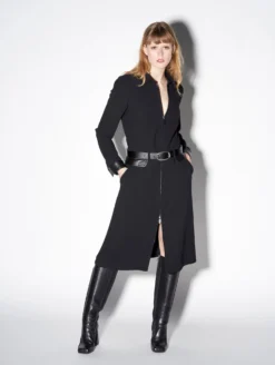 Robe Bimatière à Double Zip En Crêpe Noire