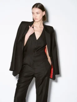 Gilet De Costume En Laine Cachemire Noir