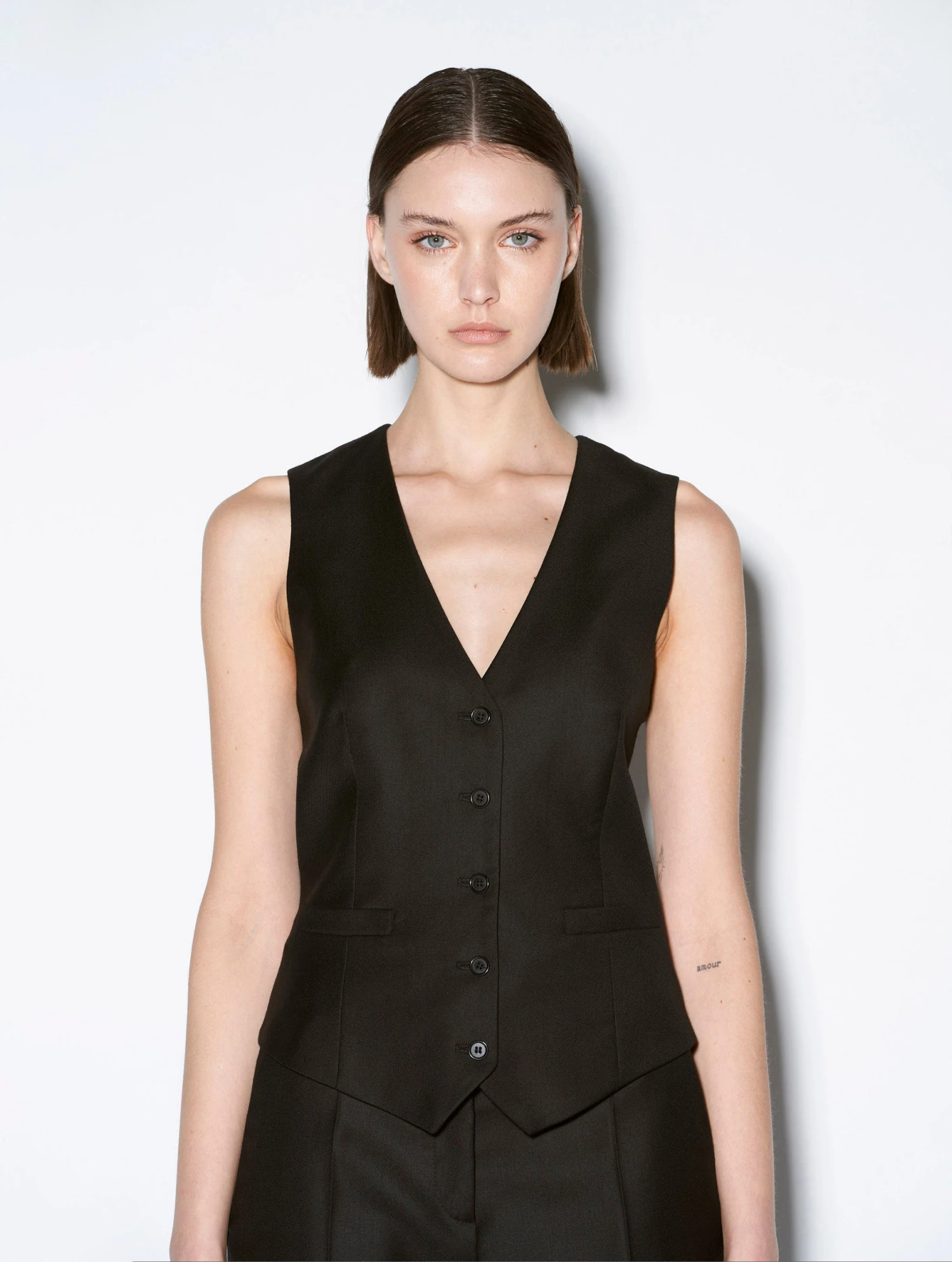 Gilet De Costume En Laine Cachemire Noir 2 Gilet De Costume En Laine Cachemire Noir – Image 2