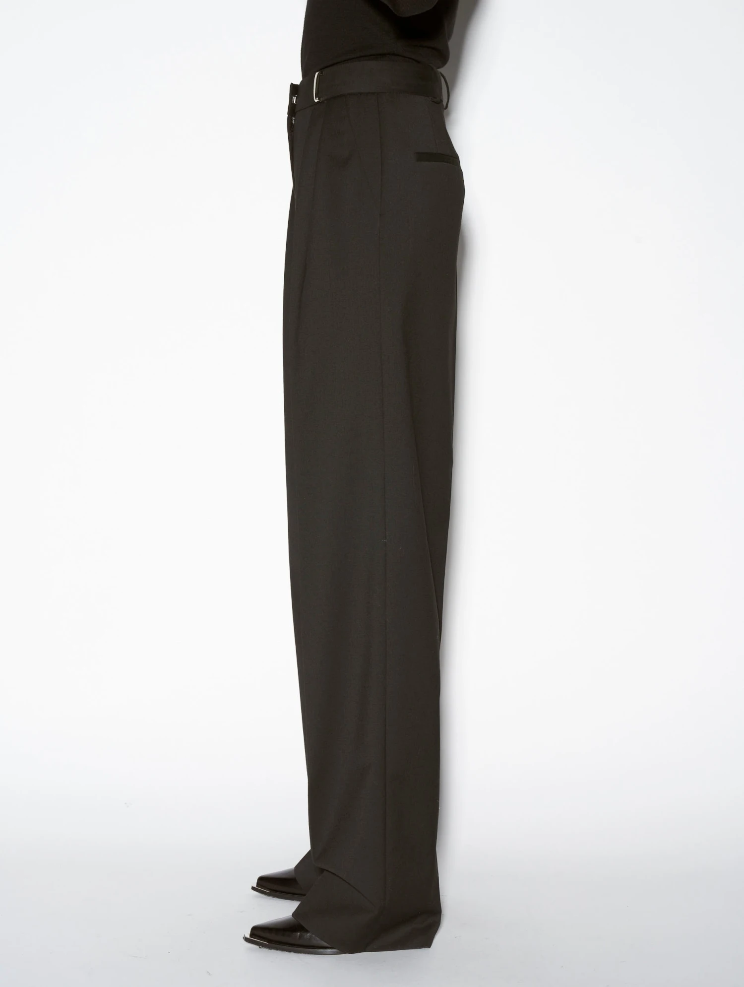 Pantalon Masculin à Plis En Gabardine Noir 3 Pantalon Masculin à Plis En Gabardine Noir – Image 3