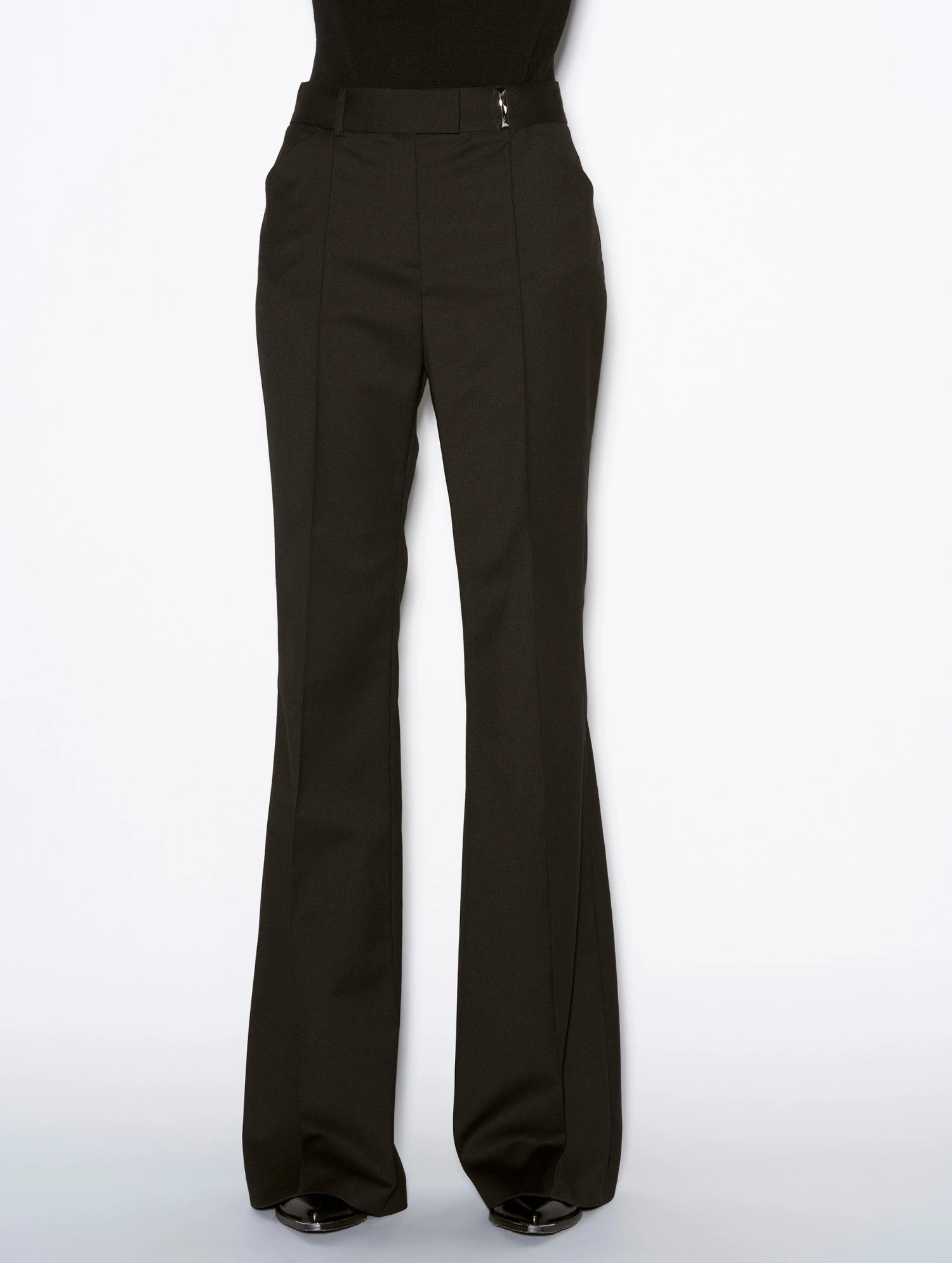 Pantalon Coupe Flare En Gabardine De Laine Noir 6 Pantalon Coupe Flare En Gabardine De Laine Noir – Image 6