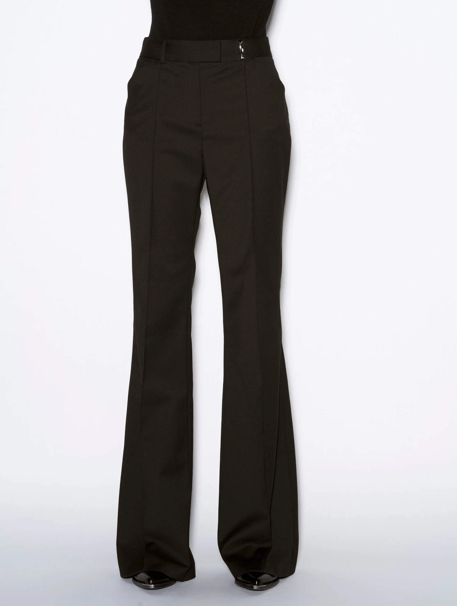 Pantalon Coupe Flare En Gabardine De Laine Noir 3 Pantalon Coupe Flare En Gabardine De Laine Noir – Image 3