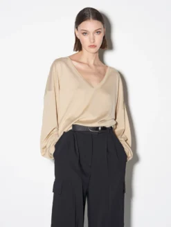 Pull Col V Coupe Oversize En Maille écru