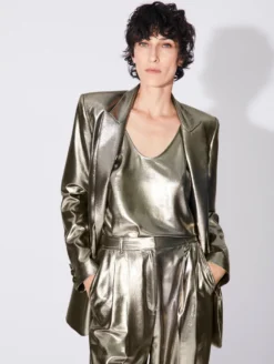 Veste De Costume Coupe Boyfriend En Lamé Gold -barbarabui Soldes Magasin D1222RTL 75 image 3 c92ad178 81e5 454d bf65 9f80fa86091f