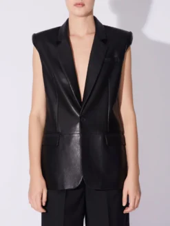 Veste Sans Manches En Cuir D'agneau Plongé Noir -barbarabui Soldes Magasin D1281KUL 10 additional image 435d3e56 5b04 4164 8c45 a3d4ba05a6ed