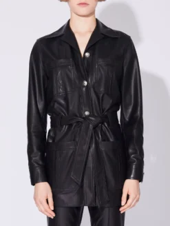 Veste Saharienne En Cuir D'agneau Plongé Noir -barbarabui Soldes Magasin D1282KUL 10 additional image b0808751 5263 4485 90e5 eb9b8a34c630