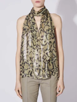 Top à Lavallière En Soie Et Lurex Imprimé Bengal -barbarabui Soldes Magasin D1415DRI 18 additional image e10de381 3969 4d35 b98f db52600b0b12