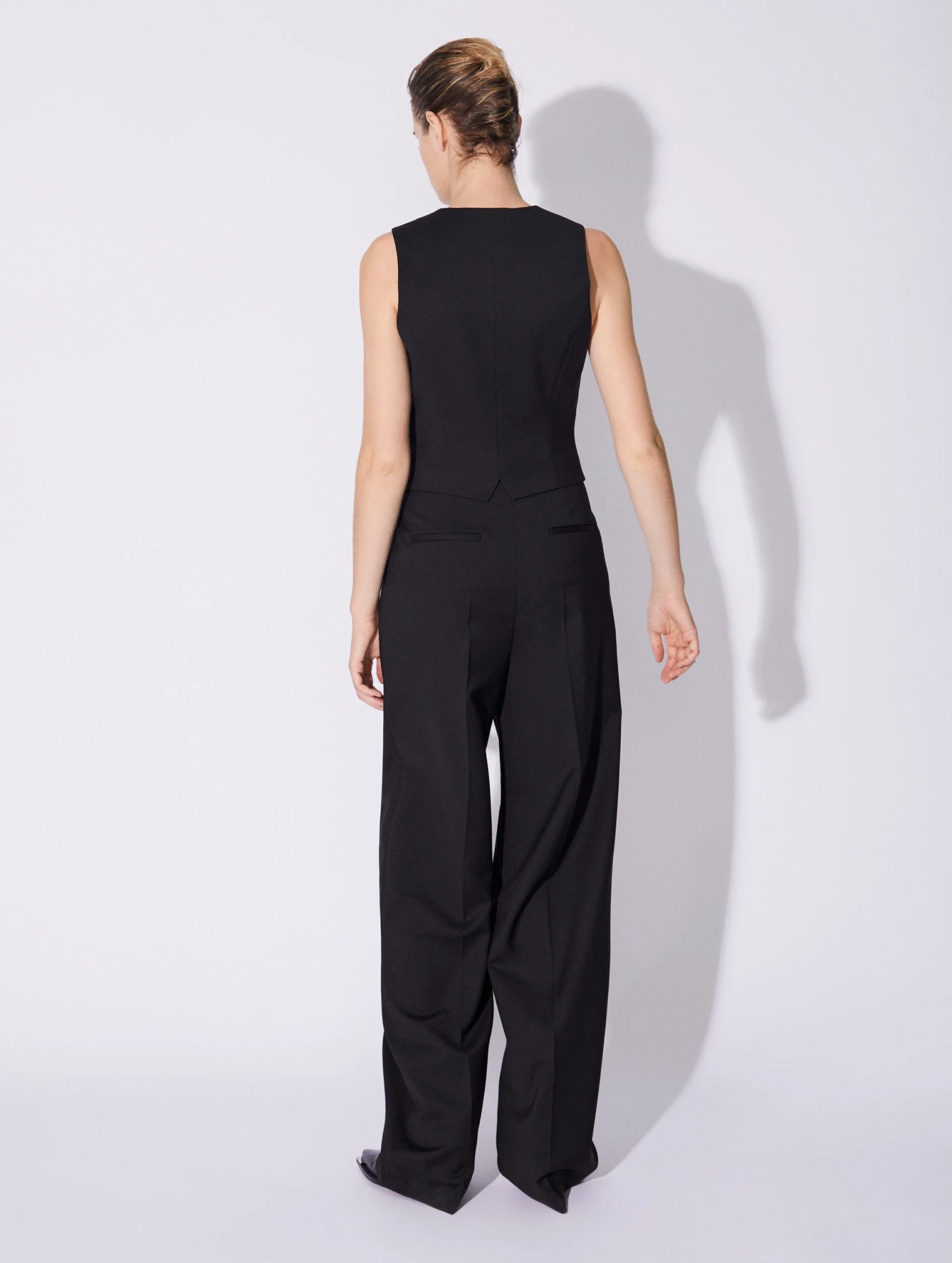 Gilet De Costume En Gabardine Laine Stretch Noir 2 Gilet De Costume En Gabardine Laine Stretch Noir – Image 2