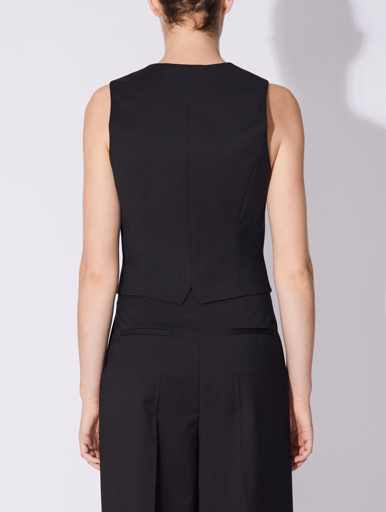 Gilet De Costume En Gabardine Laine Stretch Noir 3 Gilet De Costume En Gabardine Laine Stretch Noir – Image 3