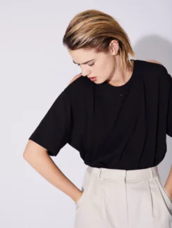 Tee-shirt à Découpes En Jersey De Coton Noir