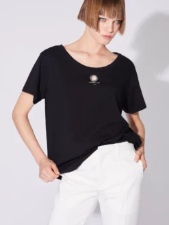 Tee-shirt Manches Courtes En Jersey De Coton Noir