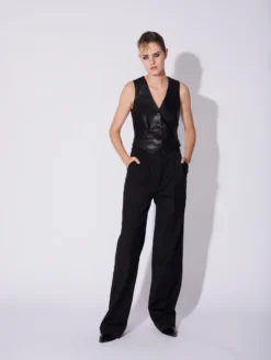 Gilet De Costume En Agneau Plongé Noir