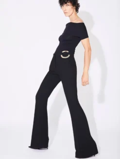 Pantalon Coupe Flare En Crêpe Noir à Boucle Bijou -barbarabui Soldes Magasin D1615EEA 10 image 4 30701ab4 b3d7 47c5 a2aa 40dd23f16bb3