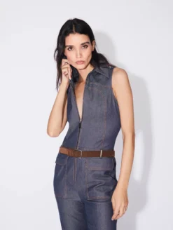 Combinaison Pantalon En Denim Lavé Bleue -barbarabui Soldes Magasin D1650BLF 40 image 4 49724510 927c 496a aa6e bf2193d43163