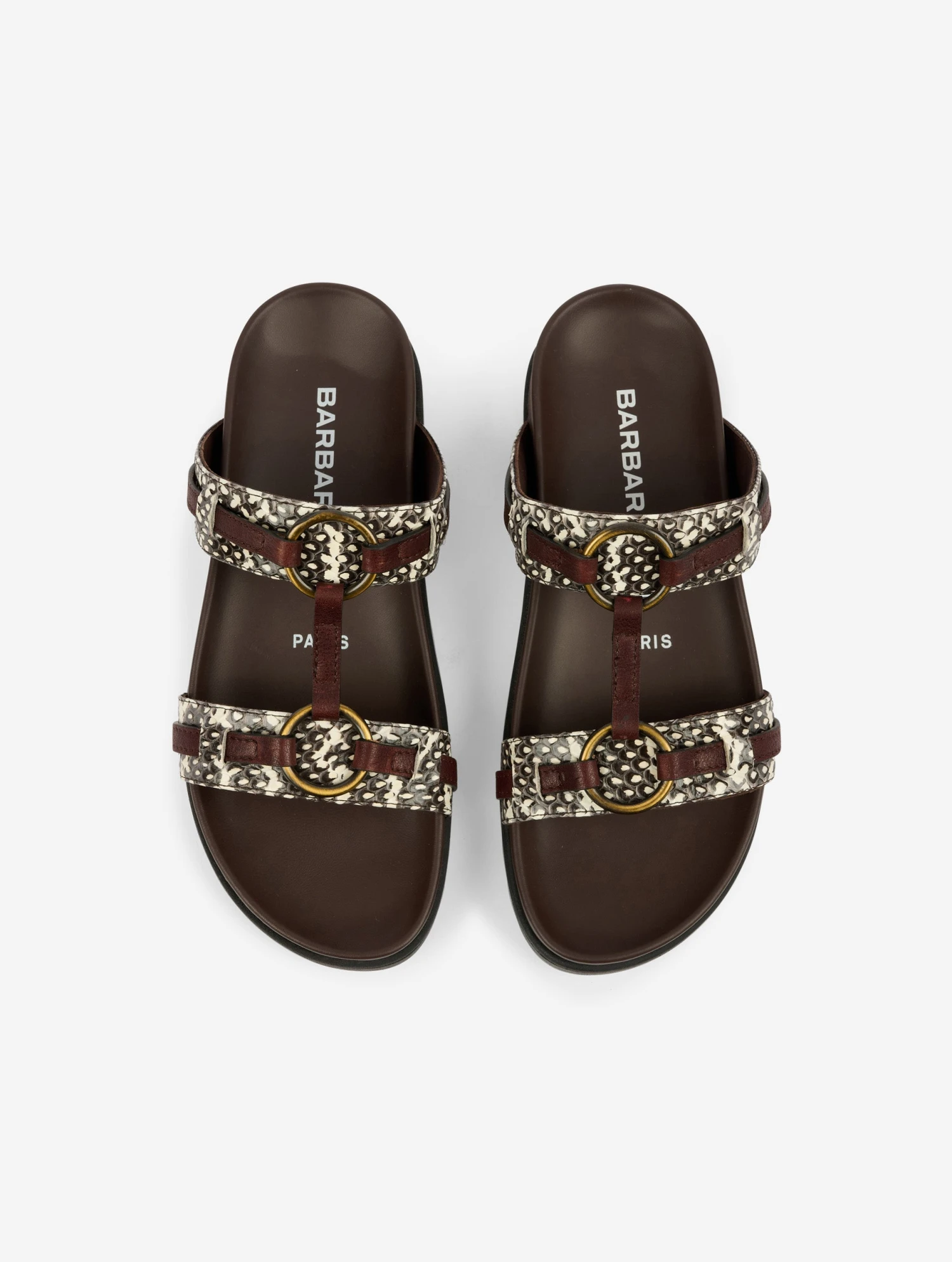 Sandales Anatomiques En Serpent D'eau Ivoire Et Noir 4 Sandales Anatomiques En Serpent D'eau Ivoire Et Noir – Image 4