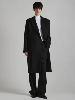 Manteau Pardessus En Gabardine Double Noir