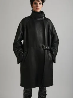 Manteau à Col Montant En Peau Lainée Noir -barbarabui Soldes Magasin E1180EUQ 1010 additional 311876b0 e1c5 4b24 8a7c 45cde8440c8c