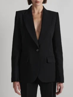 Veste De Costume Cintrée En Crêpe Noir -barbarabui Soldes Magasin E1200EEA 10 additional
