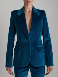 Veste Cintrée En Velours Bleu 11 Veste Cintrée En Velours Bleu -barbarabui Soldes Magasin E1204EHK 25 additional