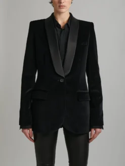 Veste De Smoking à Col Châle En Velours Noir -barbarabui Soldes Magasin E1205EHK 1010 additional