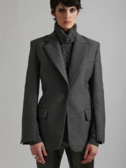 Veste De Costume Cintrée En Whipcord Gris