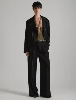 Blouson Biker En Crêpe Fluide Noir -barbarabui Soldes Magasin E1250XEF 10 3