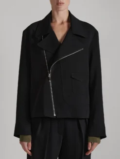 Blouson Biker En Crêpe Fluide Noir -barbarabui Soldes Magasin E1250XEF 10 additional