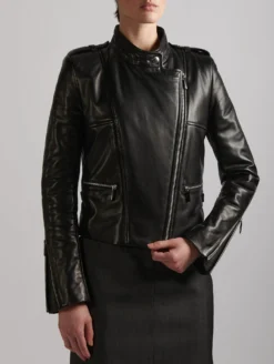 Blouson Biker En Cuir Plongé Noir -barbarabui Soldes Magasin E1285KUL 10 additional