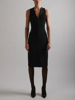 Robe Sans Manches à Col Smoking En Crêpe Noir -barbarabui Soldes Magasin E1300EEA 10 additional