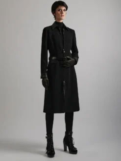 Robe De Jour En Crêpe Noire Détails Cuir