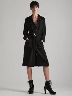 Robe-manteau En Crêpe Fluide Noire
