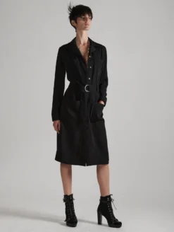 Robe-manteau En Crêpe Fluide Noire -barbarabui Soldes Magasin E1323XEF 10 4