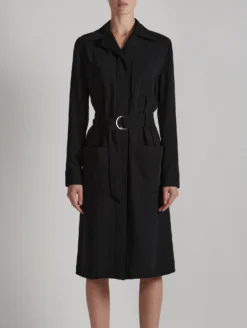 Robe-manteau En Crêpe Fluide Noire -barbarabui Soldes Magasin E1323XEF 10 additional