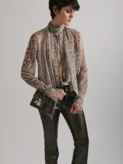 Chemise à Lavallière En Georgette Imprimé Python