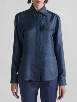 Chemise En Twill De Soie Imprimé Denim -barbarabui Soldes Magasin E1407ERO 30 additional