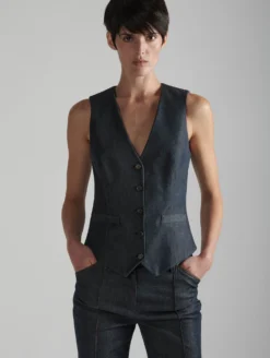 Gilet De Costume En Denim Lavé