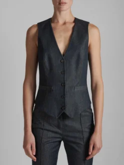 Gilet De Costume En Denim Lavé -barbarabui Soldes Magasin E1421BLF 40 additional