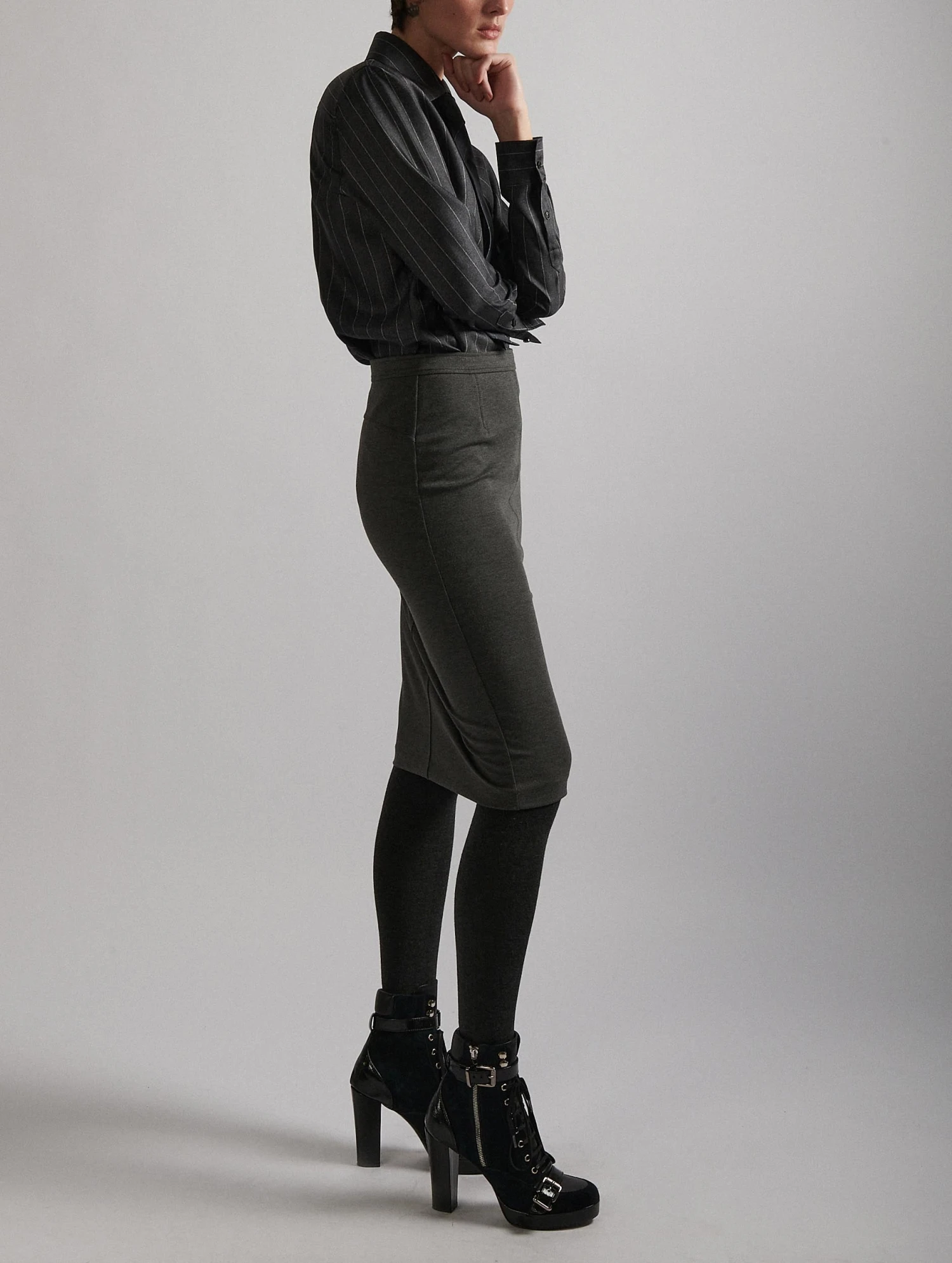 Jupe Crayon En Jersey Milano Grise 2 Jupe Crayon En Jersey Milano Grise – Image 2