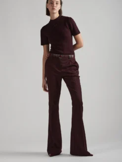 Pantalon Bootleg En Gabardine De Laine Bordeaux