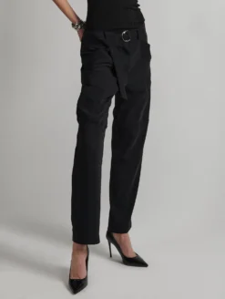 Pantalon Battle Ceinturé En Crêpe Fluide Noir -barbarabui Soldes Magasin E1645XEF 10 2