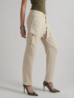 Pantalon Battle Ceinturé En Crêpe Fluide Sable -barbarabui Soldes Magasin E1645XEF 31 3