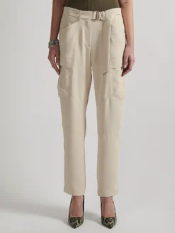 Pantalon Battle Ceinturé En Crêpe Fluide Sable -barbarabui Soldes Magasin E1645XEF 31 additional